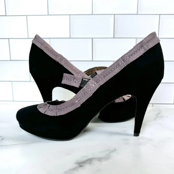 NWOT Boden Baley Black Suede Mary Jane Heels Size EU 38 - Picture 8 of 8